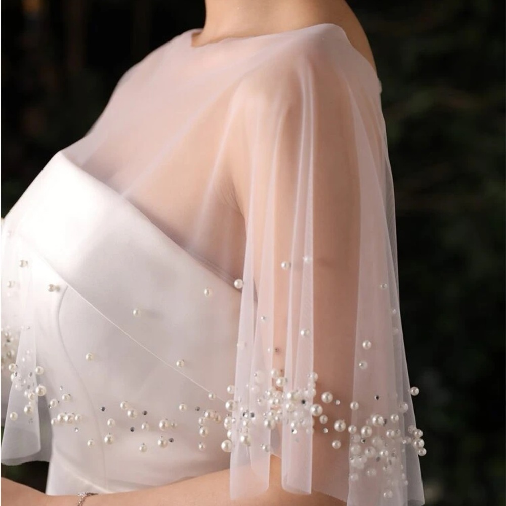 Bridal Sheer Shawl wedding cape bride - Picture 4 of 5